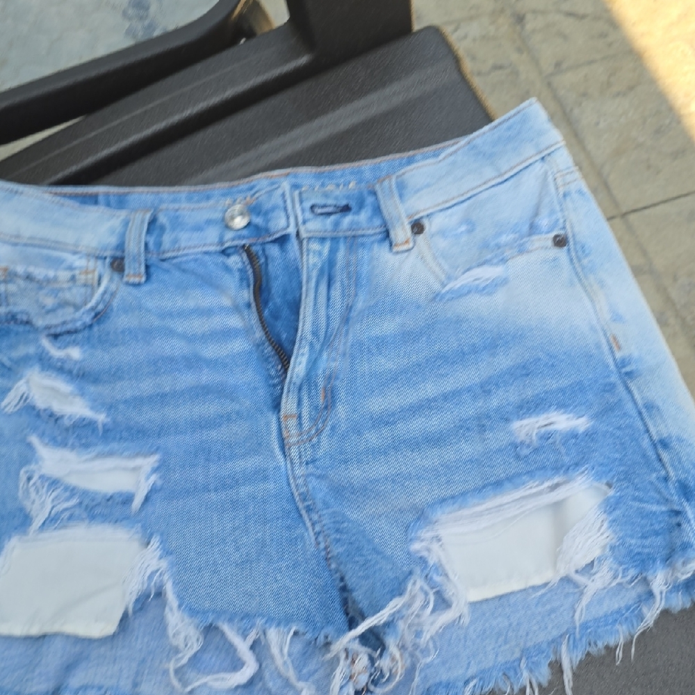 American Eagle Outfitters Light Blue Distressed Jean Shorts